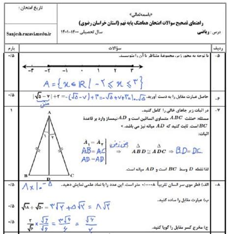 دانلود نمونه سوالات امتحان نهایی خرداد ۱۴۰۲.